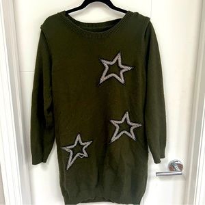Olive green sweater dress wool